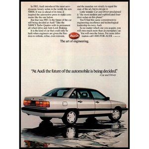 1986 Audi 5000CS Turbo Quattro Luxury Sedan Vintage Print Ad Silver Car Wall Art